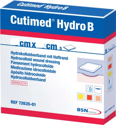 CUTIMED Hydro B Hydrok.Ver.7,5x7,5 cm m.Haftr. 5 St Kompressen