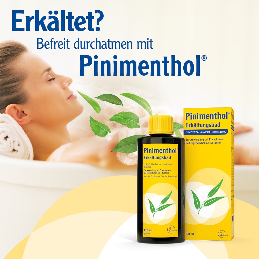 Pinimenthol Erkältungsbad ab 12 Jahren - mit Eucalyptusöl, Menthol und Campher 30 ml Bad