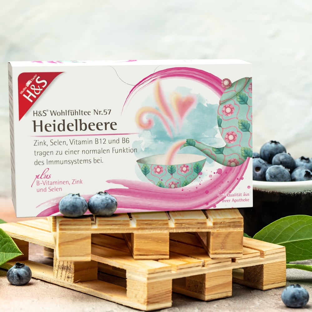 H&S Wohlfühltee Heidelbeere mit B-Vitaminen, Zink und Selen 20X2.5 g Filterbeutel