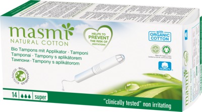 masmi Bio Tampons Super mit Applikator 100% Bio-Baumwolle 14 St Tampon