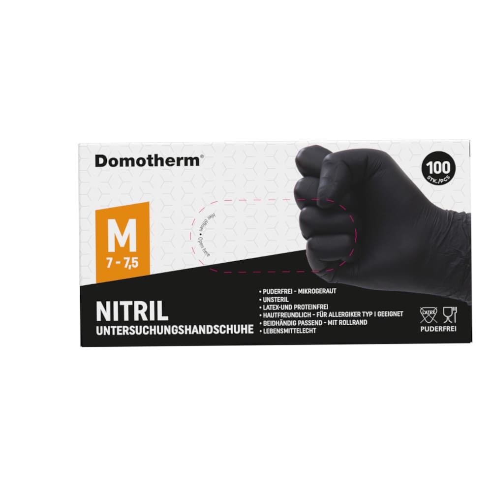 Domotherm Untersuchungshandschuhe Nitril unsteril schwarz M 100 St Handschuhe