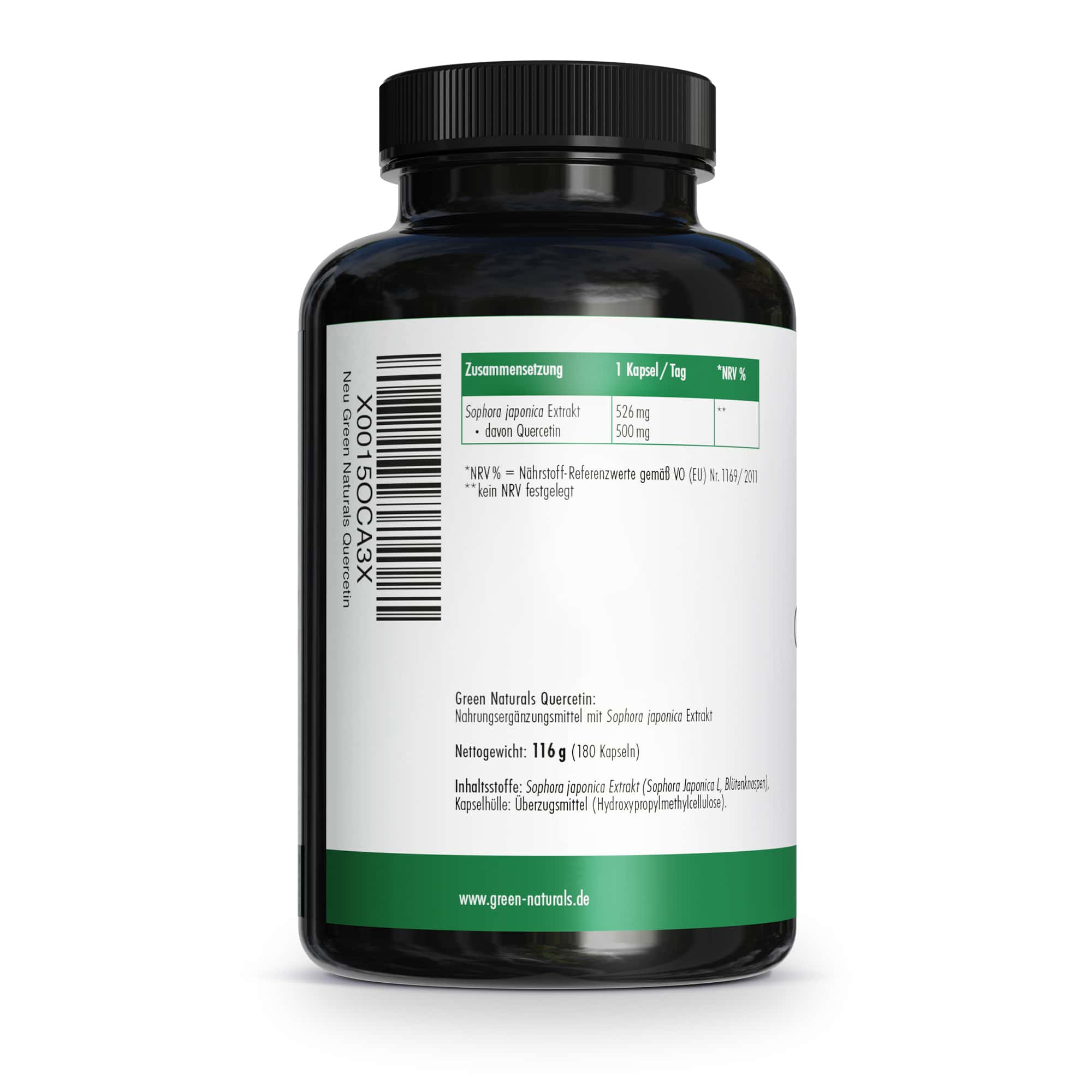 GREEN NATURALS Quercetin 500 mg hochdosiert vegan 180 St Kapseln