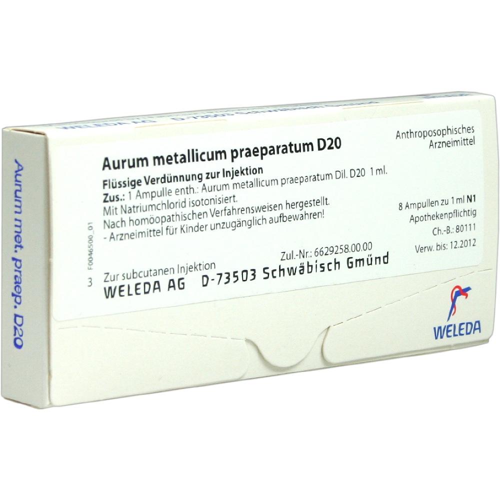 WELEDA AURUM METALLICUM PRAEPARATUM D 20 Ampullen 8 St Ampullen