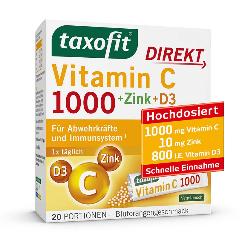 taxofit DIREKT Vitamin C 1000 + Zink + D3 20 St Granulat