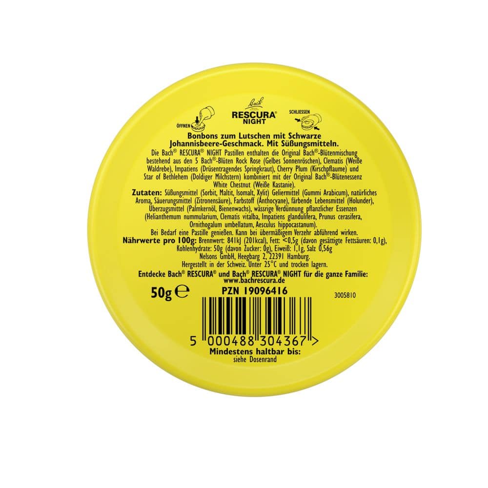 Bach RESCURA NIGHT PASTILLEN schwarze Johannisbeere 50 g Pastillen