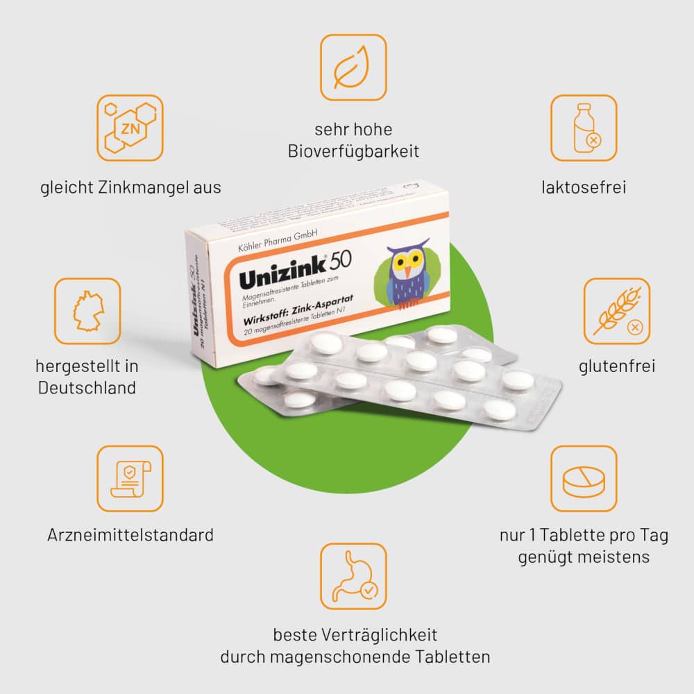 Unizink 50 20 St Tabletten magensaftresistent