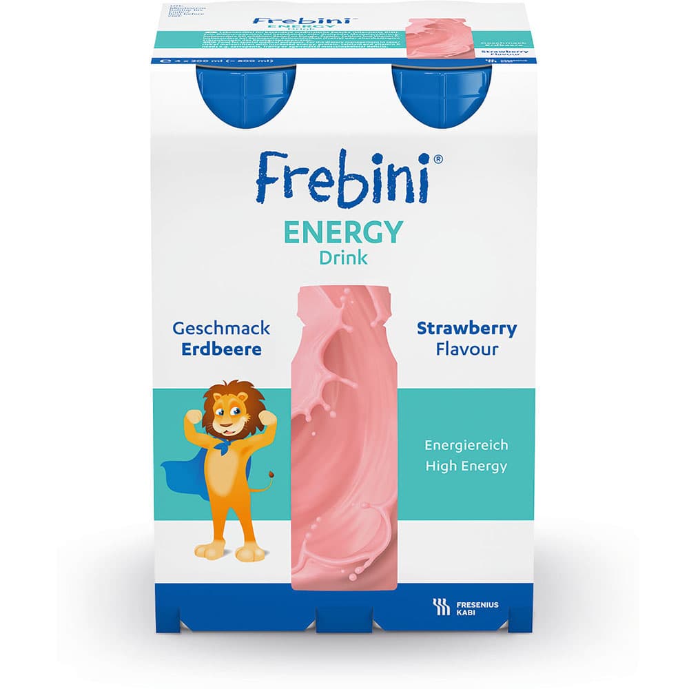 Frebini Energy Trinknahrung für Kinder Erdbeere 4X200 ml Flüssigkeit