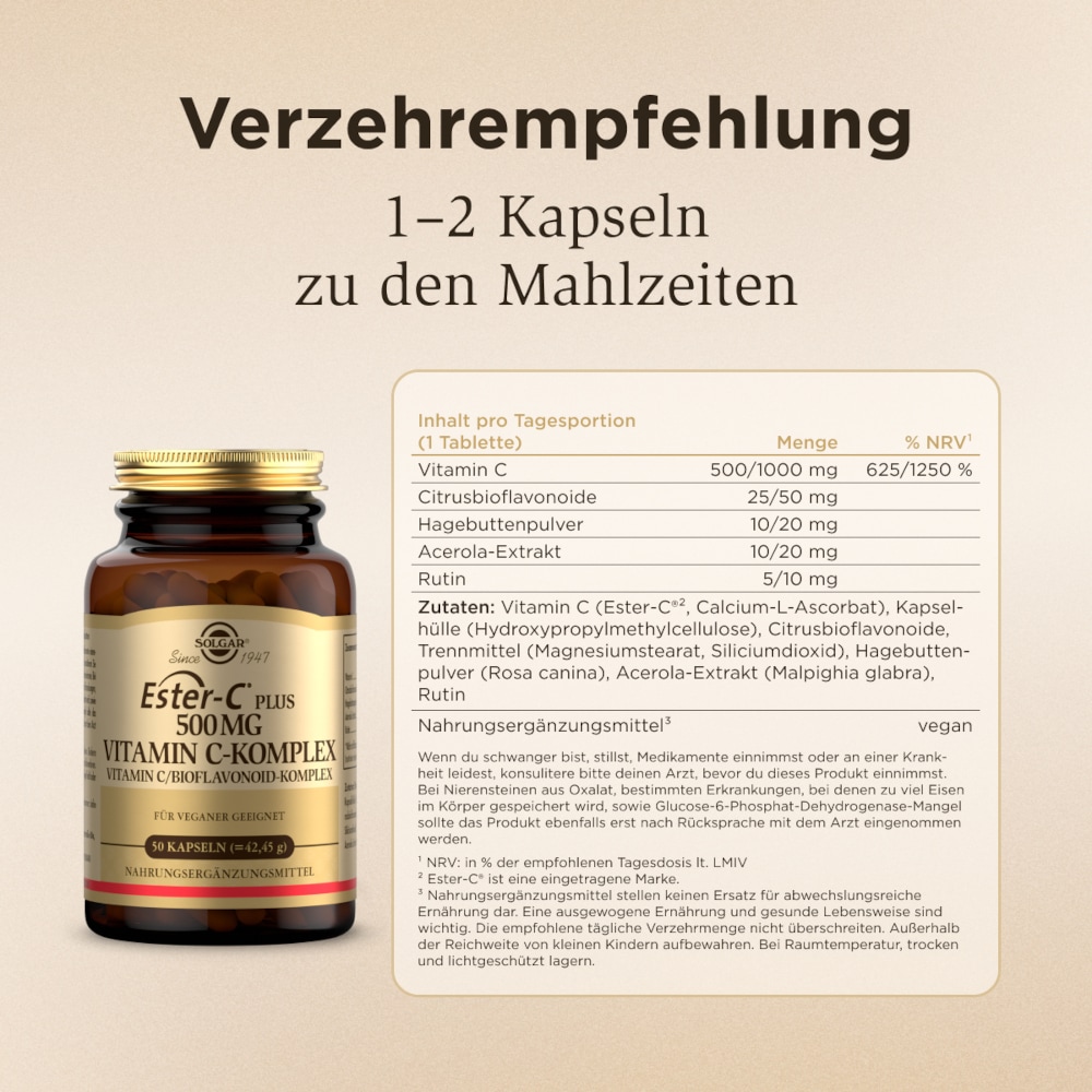 SOLGAR Ester-C PLUS 500 MG VITAMIN C-KOMPLEX 50 St Kapseln
