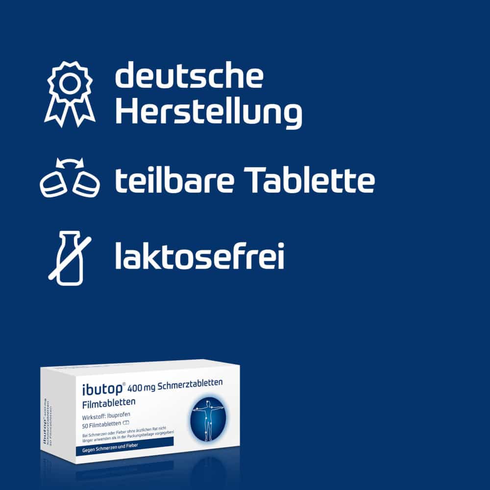 ibutop 400 mg bei Kopfschmerzen, Zahnschmerzen, Regelschmerzen und Fieber 50 St Filmtabletten