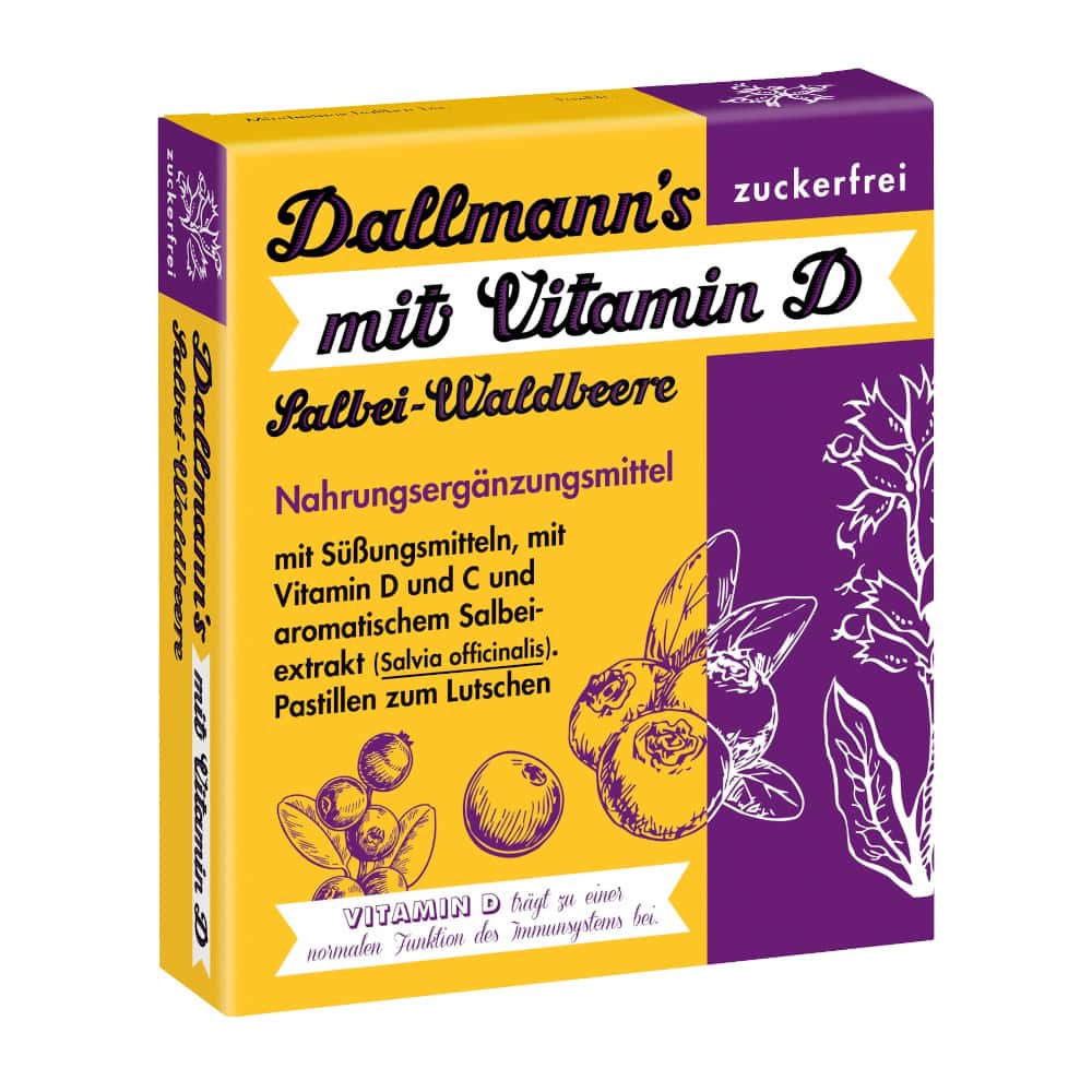 Dallmann's Salbei-Waldbeere Pastillen mit Vitamin D zuckerfrei 37 g Bonbons