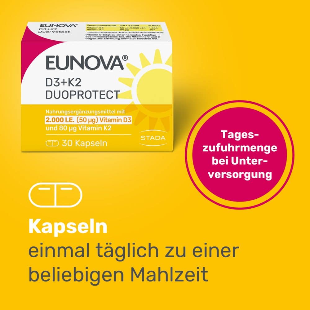 EUNOVA DuoProtect D3+K2 2000 I.E. 90 St Kapseln