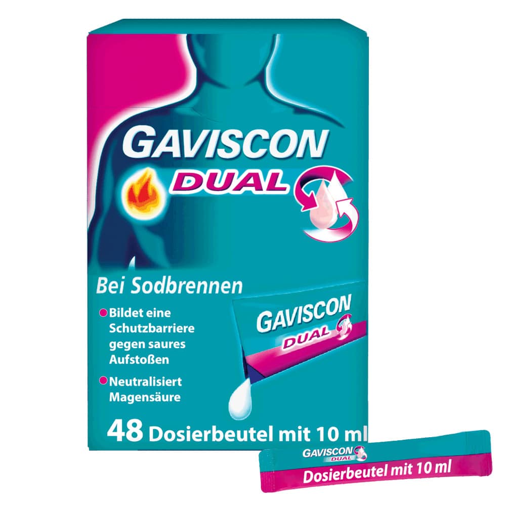 GAVISCON DUAL Bei Sodbrennen 48X10 ml Suspension zum Einnehmen
