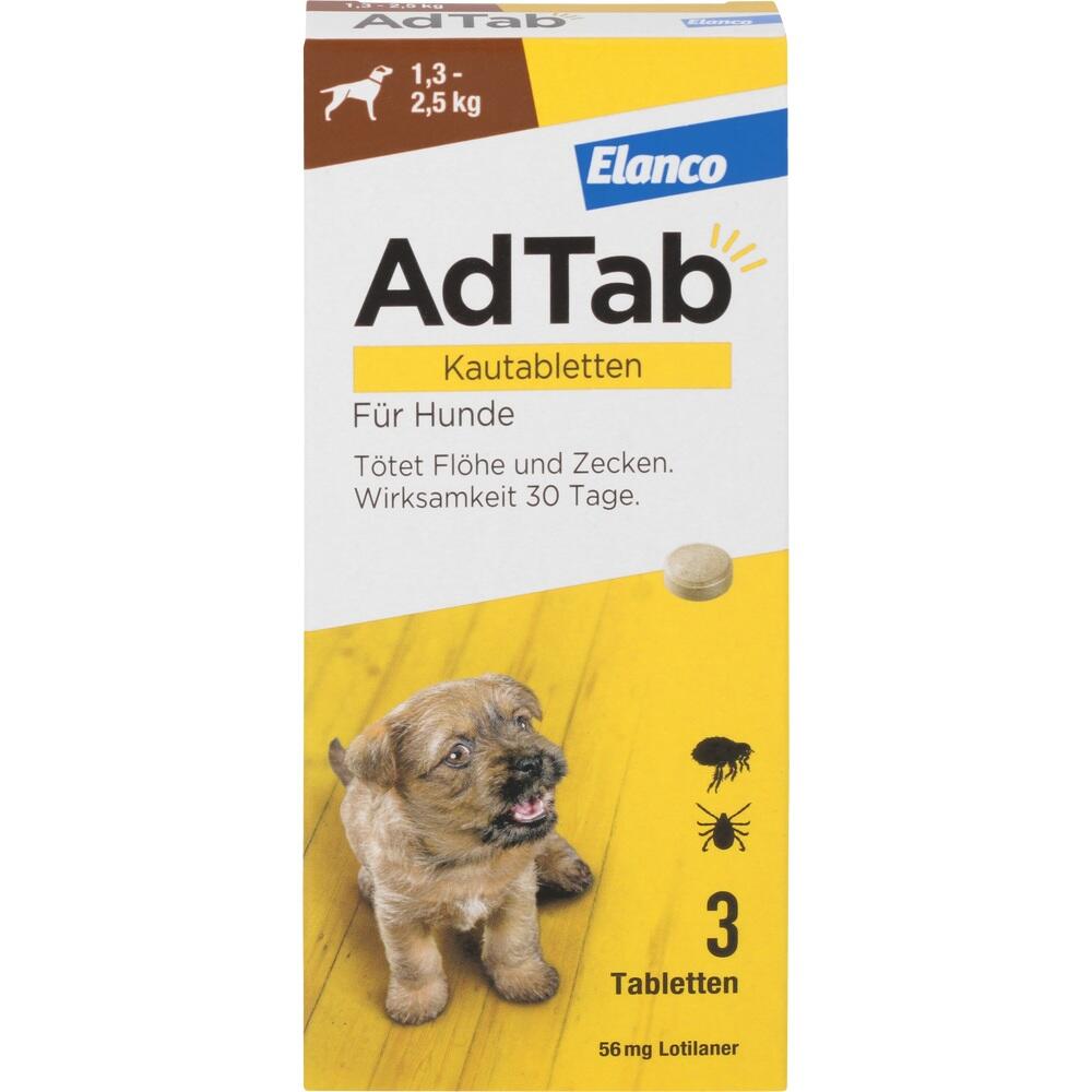 AdTab Kautabletten 56mg für Hunde 1,3-2,5 kg Elanco 3 St Kautabletten
