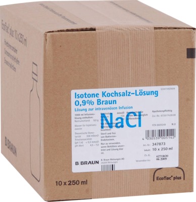 ISOTONE Kochsalz-Lösung 0,9% Braun Ecoflac Plus 10X250 ml Infusionslösung