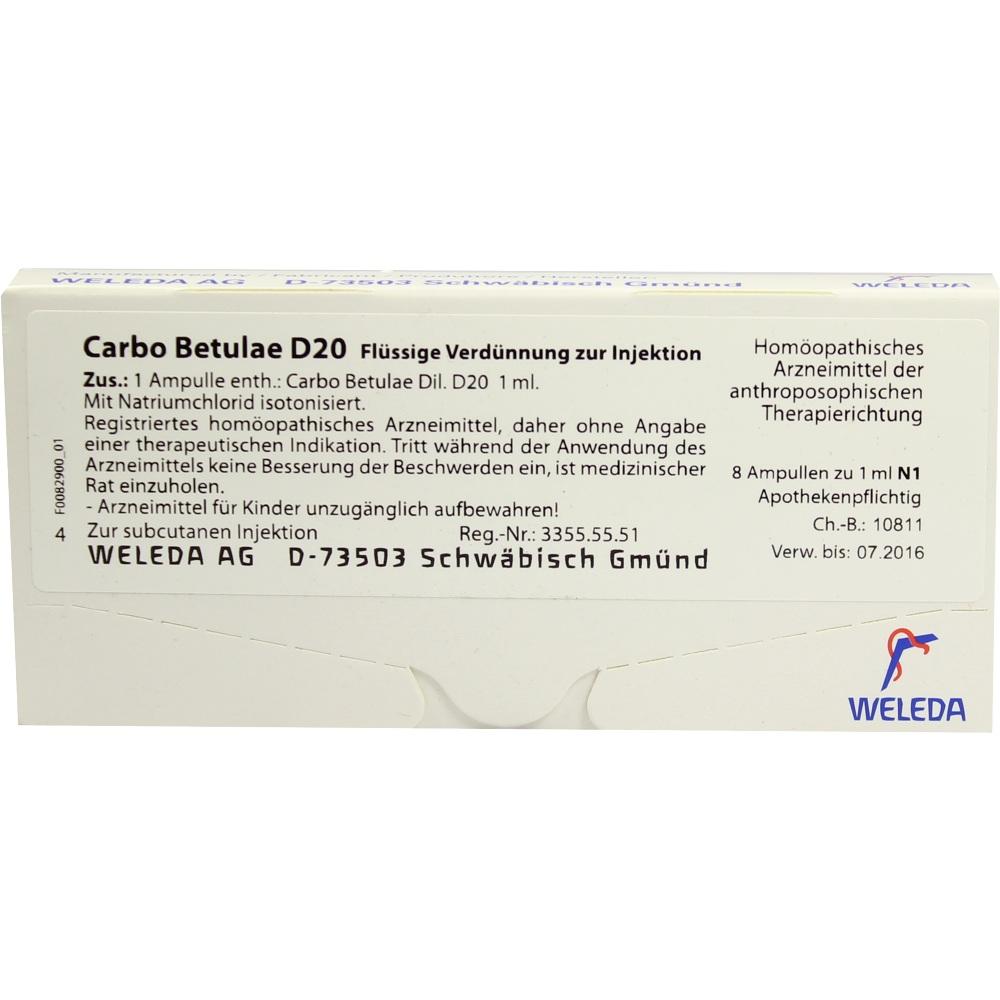WELEDA CARBO BETULAE D 20 Ampullen 8X1 ml Ampullen