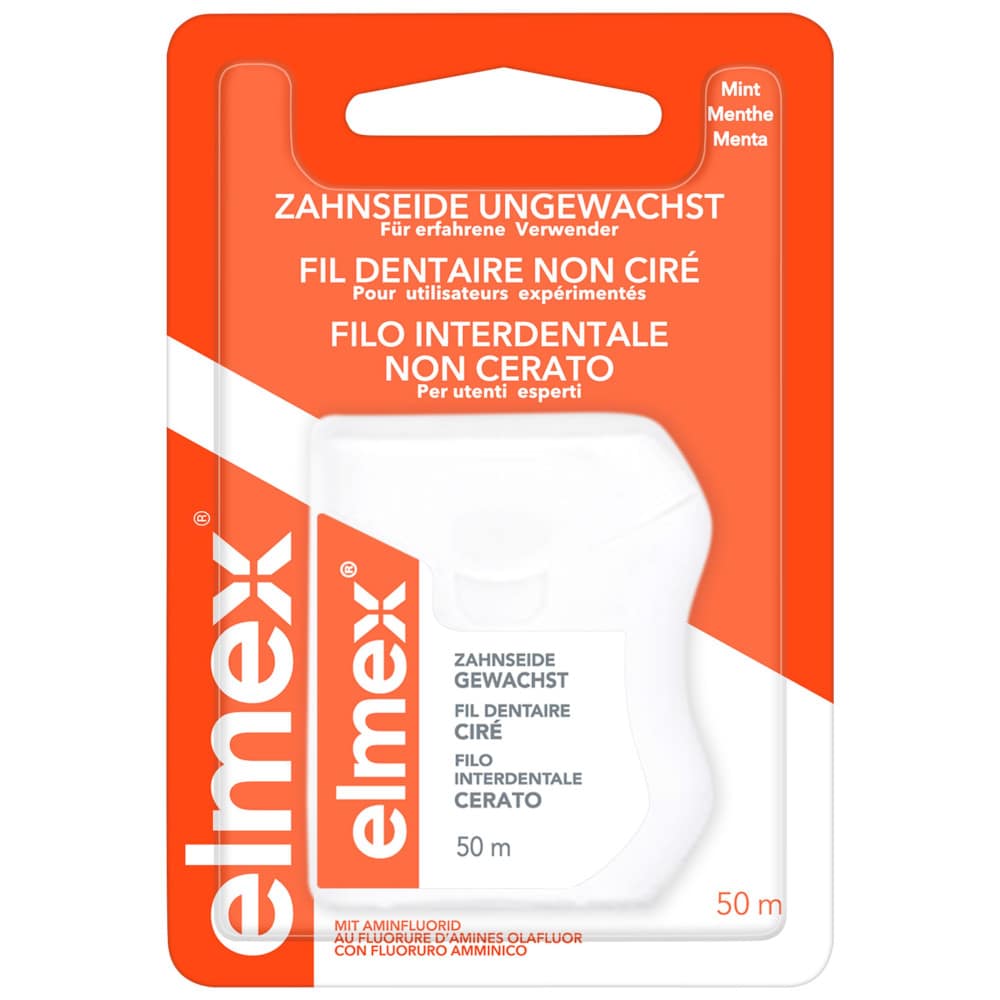 elmex ZAHNSEIDE UNGEWACHST mit Aminfluorid 50 m