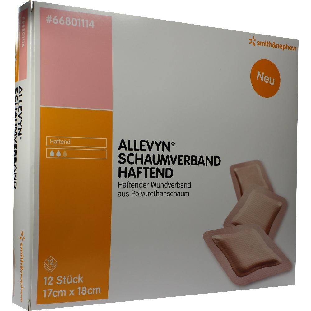 ALLEVYN Schaumverband 17x18 cm haftend 12 St Verband