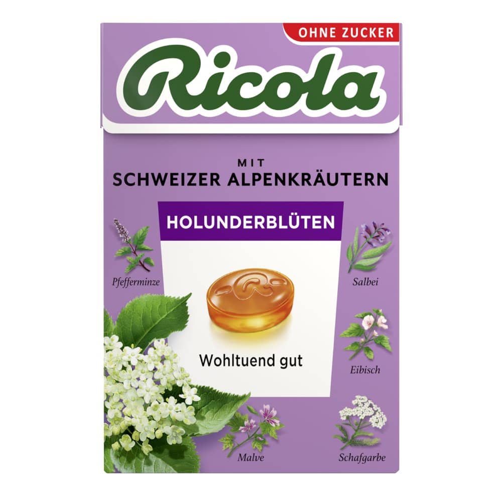 Ricola Holunderblüten Schweizer Kräuterbonbon zuckerfrei 50 g Bonbons