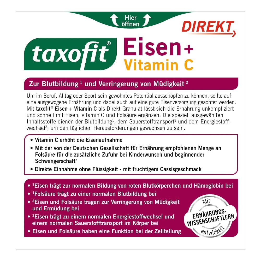 taxofit DIREKT Eisen + Vitamin C 20 St Granulat