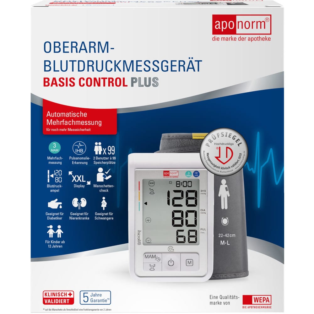 aponorm Blutdruckmessgerät Oberarm BASIS CONTROL PLUS 1 St