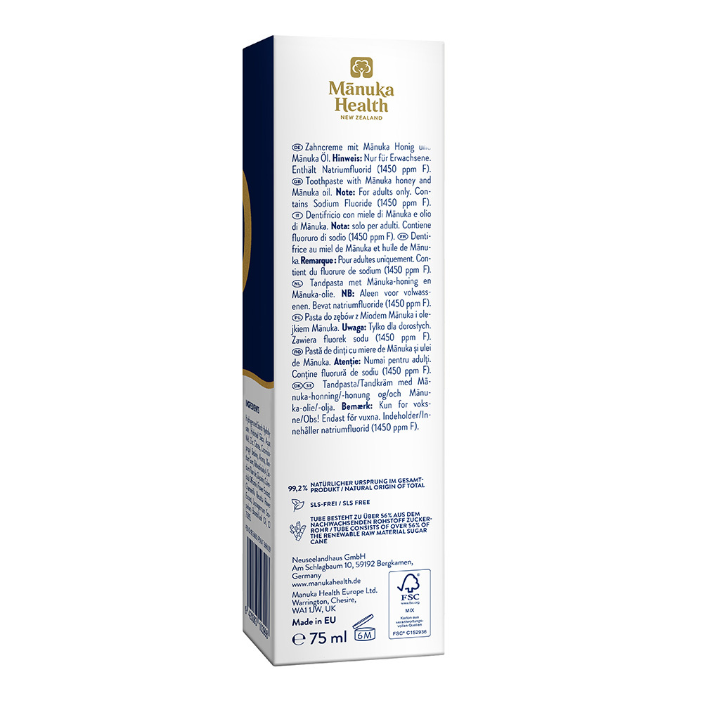 Manuka Health MANUKA HONIG ZAHNCREME Mit Fluorid 75 ml Zahncreme