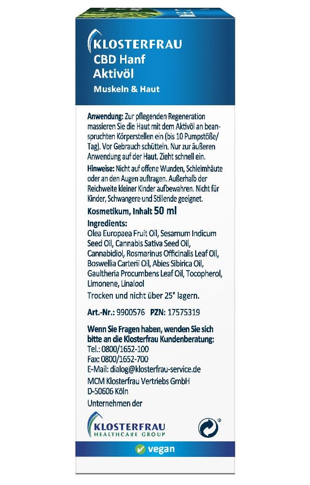 KLOSTERFRAU CBD Hanf Aktivöl Muskeln & Gelenke 50 ml Öl