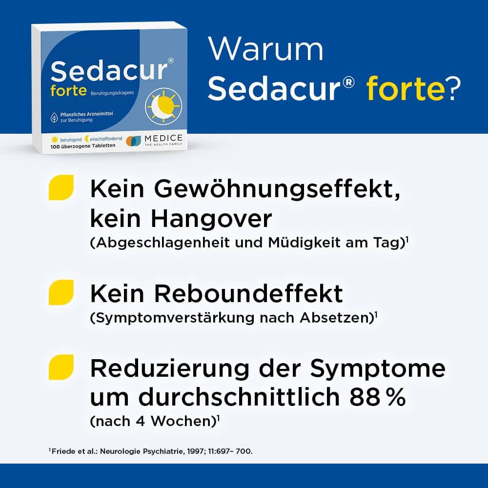 Sedacur forte bei Einschlafstörungen & Unruhezuständen 100 St Überzogene Tabletten