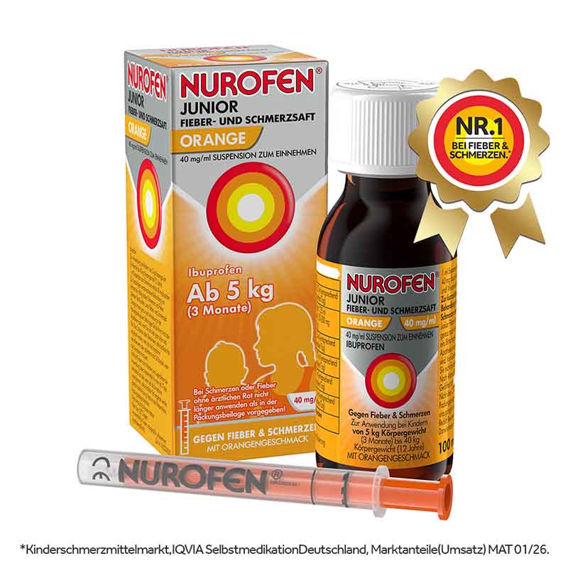 NUROFEN Junior Fiebersaft Orange 40mg/ml 100 ml Suspension zum Einnehmen