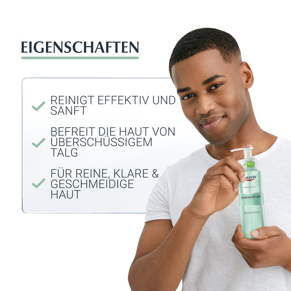 Eucerin DERMOPURE Reinigungsgel gegen Pickel und unreine Haut + 3 € sparen* 200 ml Gel