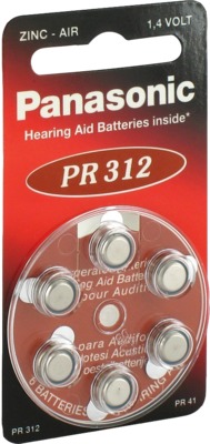 BATTERIEN für Hörgeräte Panasonic PR312 6 St
