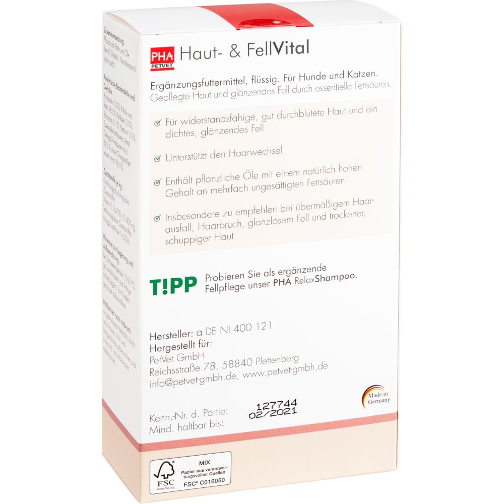 PHA Haut- & Fellvital Flüssig für Hunde und Katzen  250 ml Flüssigkeit