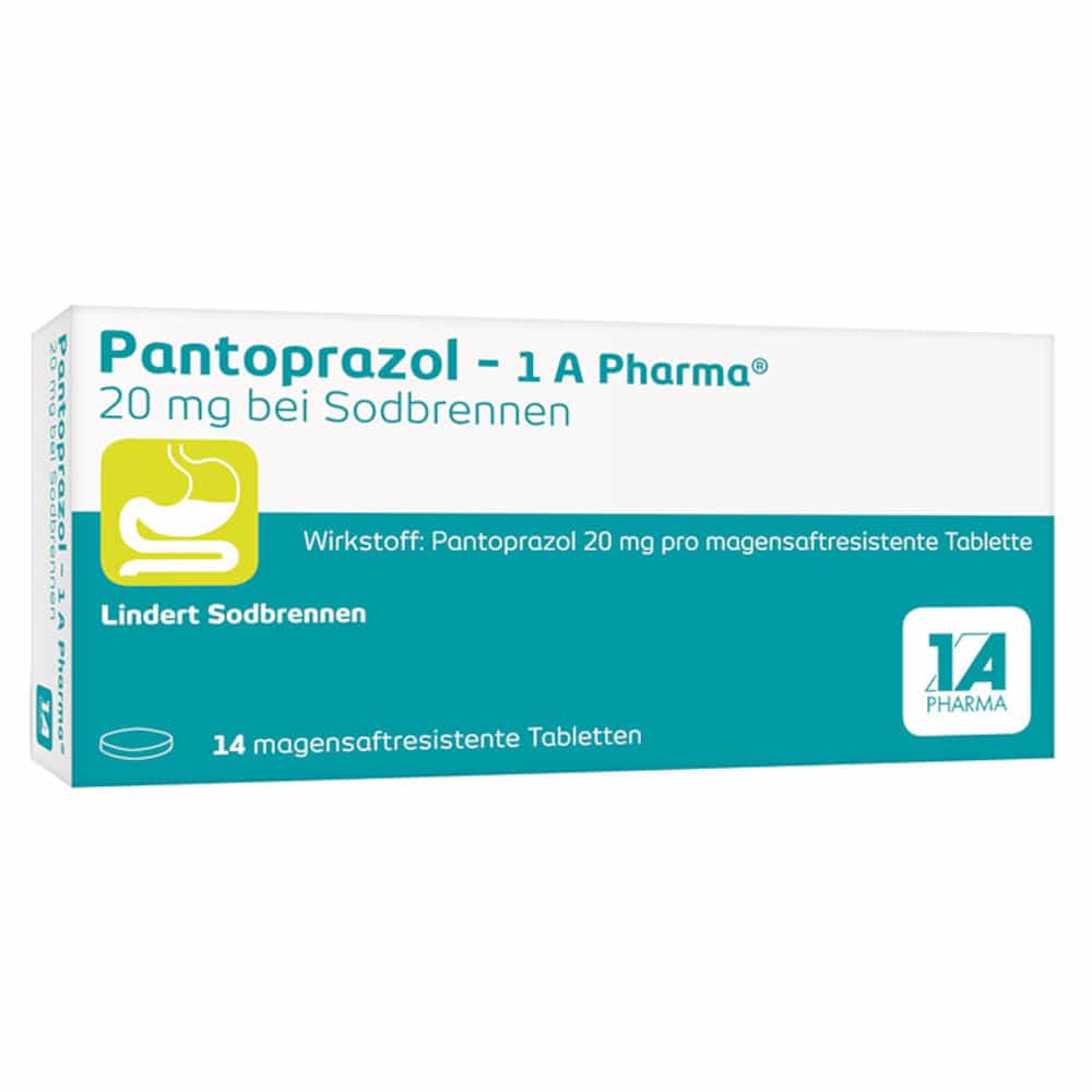 Pantoprazol-1A Pharma 20mg bei Sodbrennen 14 St Tabletten magensaftresistent