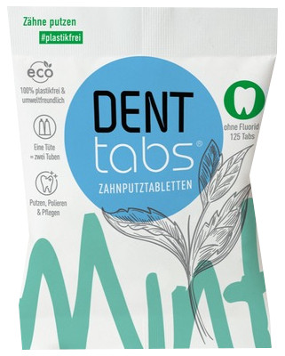 DENTTABS Zahnputztabletten stevia-mint fluoridfrei 125 St Tabletten