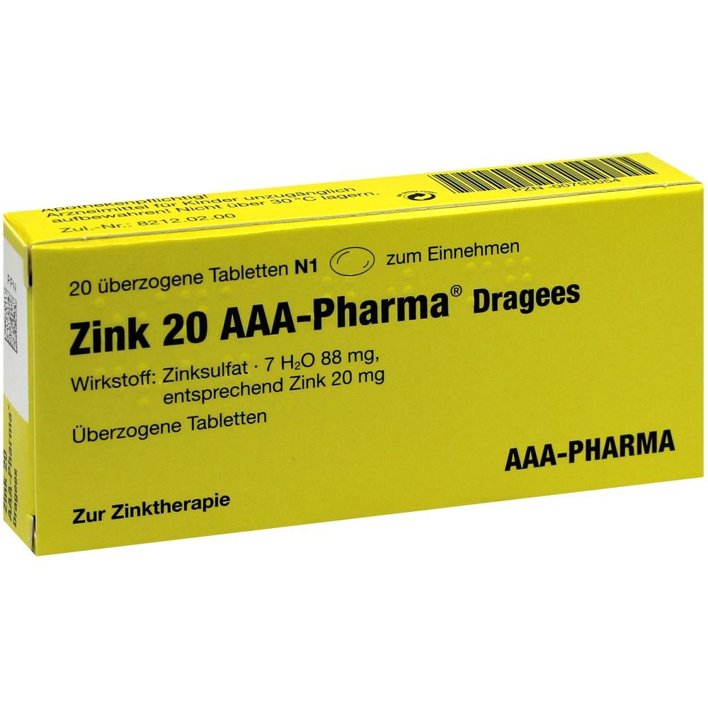 Zink 20 AAA-Pharma 20 St Überzogene Tabletten