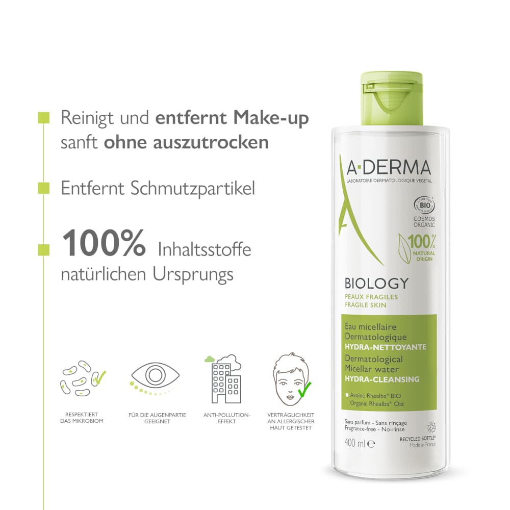 A-DERMA BIOLOGY  Mizellen-Gesichtswasser 400 ml Lotion