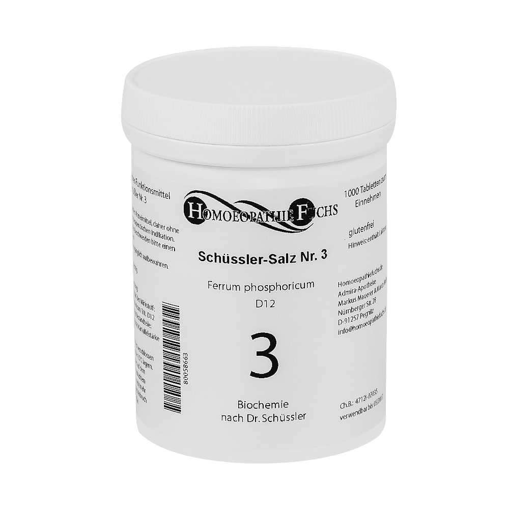 HOMOEOPATHIEFUCHS Schüssler-Salz Nr. 3 Ferrum phosphoricum D12 1000 St Tabletten