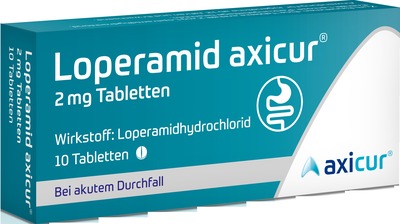 Loperamid axicur 2 mg bei akutem Durchfall 10 St Tabletten
