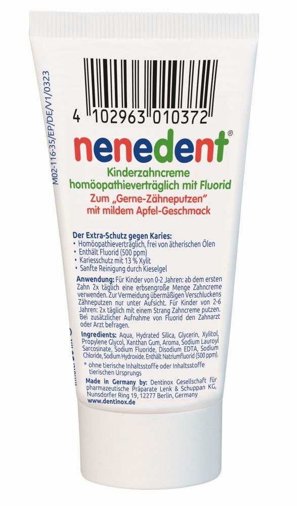 Dentinox nenedent Kinderzahncreme homöopathieverträglich mit Fluorid 50 ml Zahncreme