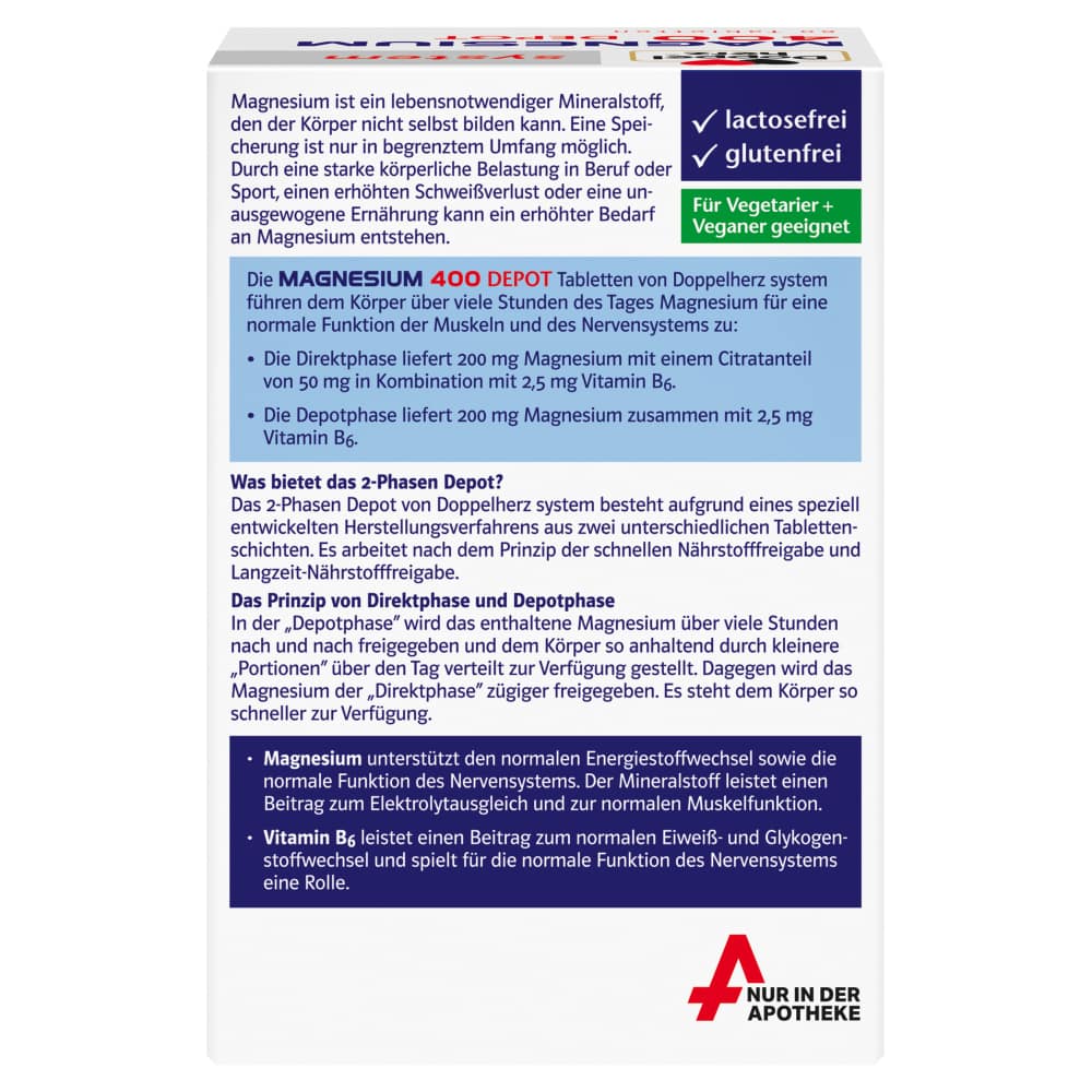 Doppelherz system MAGNESIUM 400 DEPOT 60 St Tabletten