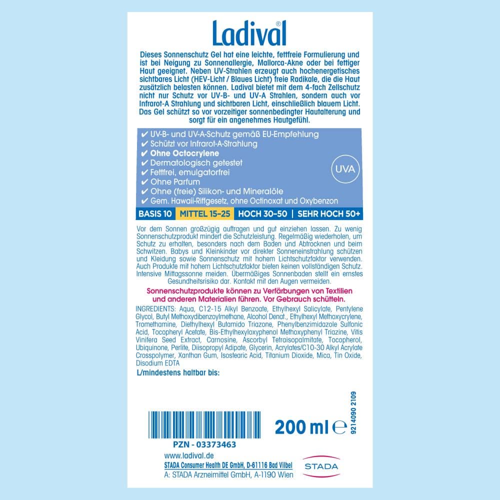 Ladival ALLERGISCHE HAUT LSF 20 200 ml Gel