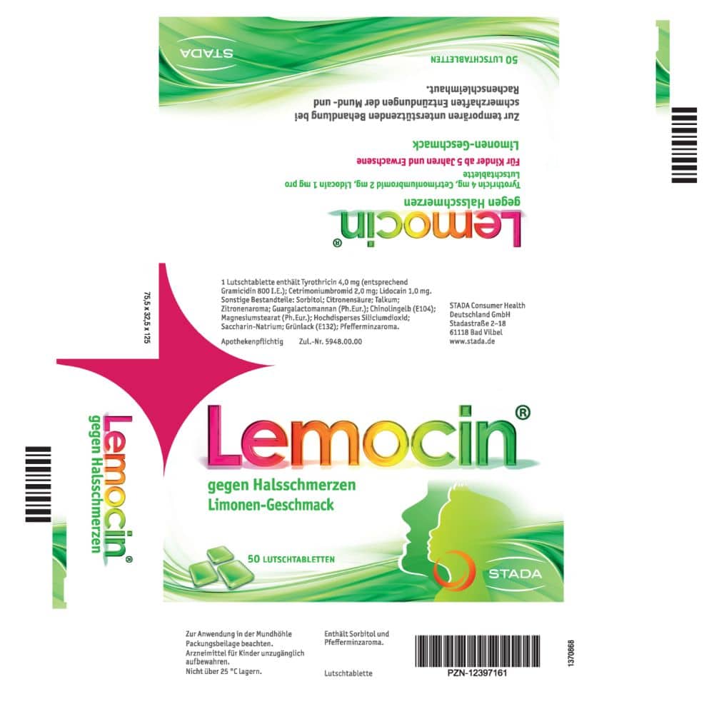 Lemocin gegen Halsschmerzen Limonen-Geschmack 50 St Lutschtabletten