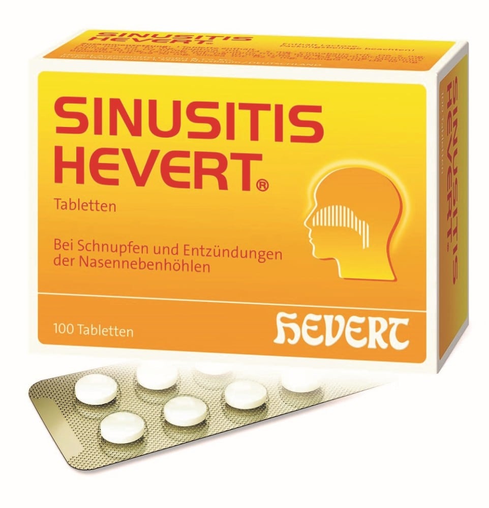 SINUSITIS HEVERT- Bei Schnupfen und Entzündungen der Nasennebenhöhlen 100 St Tabletten