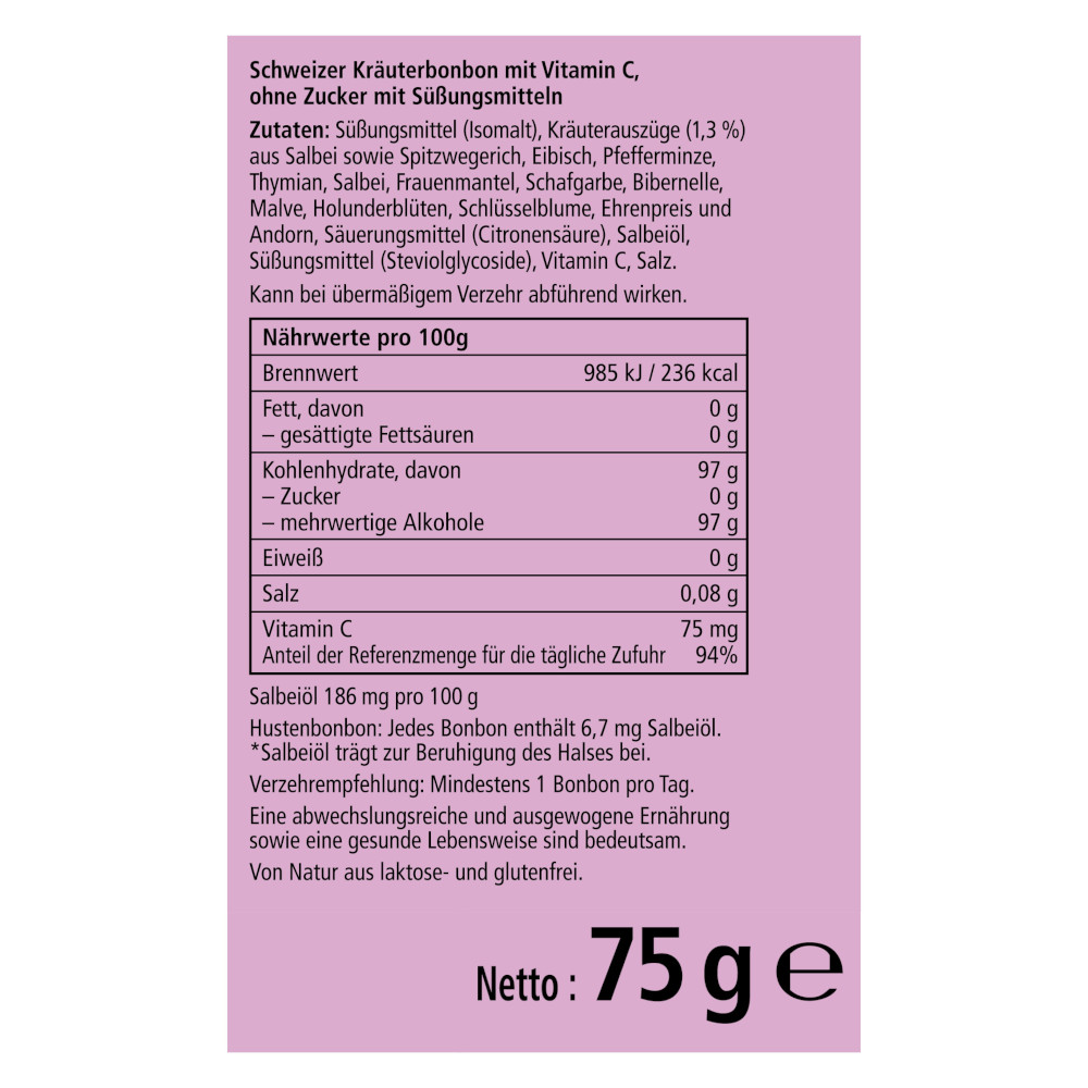 Ricola Alpen Salbei zuckerfrei 75 g Bonbons