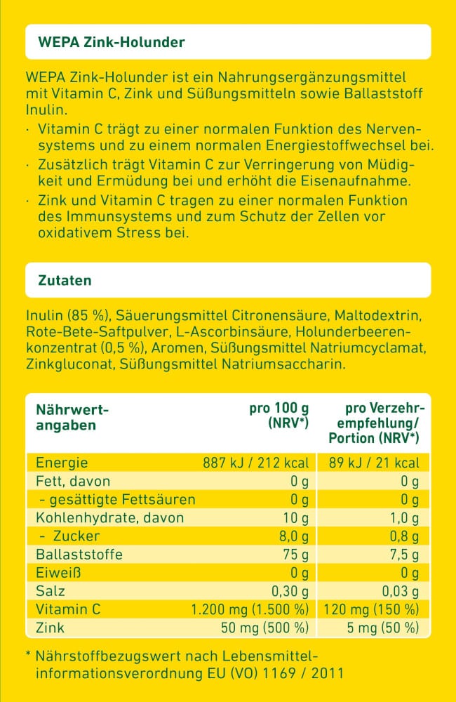 WEPA ZINK HOLUNDER 10X10 g Pulver