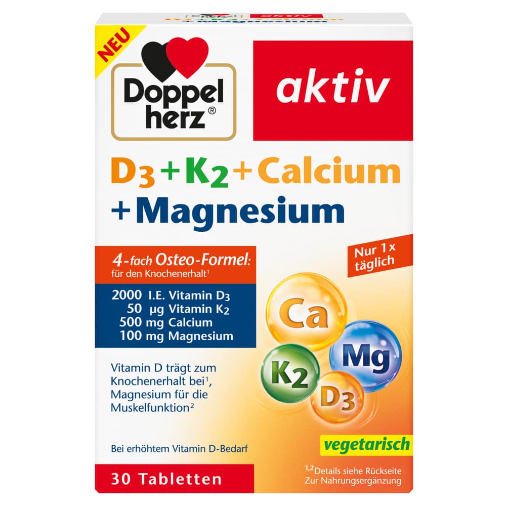 Doppelherz aktiv D3+K2+Calcium+Magnesium 30 St Tabletten