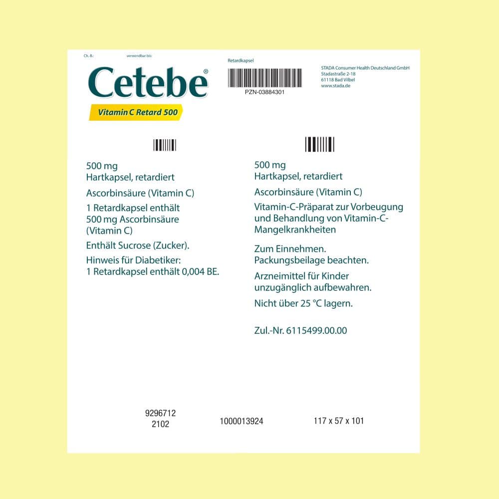 CETEBE Vitamin C 500 mg 120 St Hartkapseln