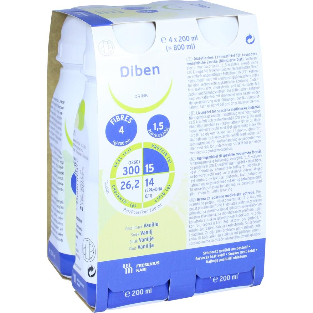 Diben DRINK Trinknahrung Vanille 4X200 ml Flüssigkeit