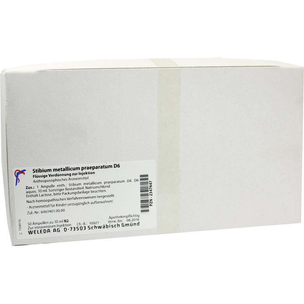 WELEDA STIBIUM METALLICUM PRAEPARATUM D 6 Ampullen 50X10 ml Ampullen