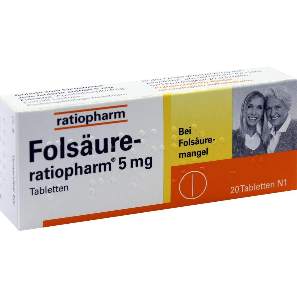 Folsäure Ratiopharm 5 mg  20 St Tabletten