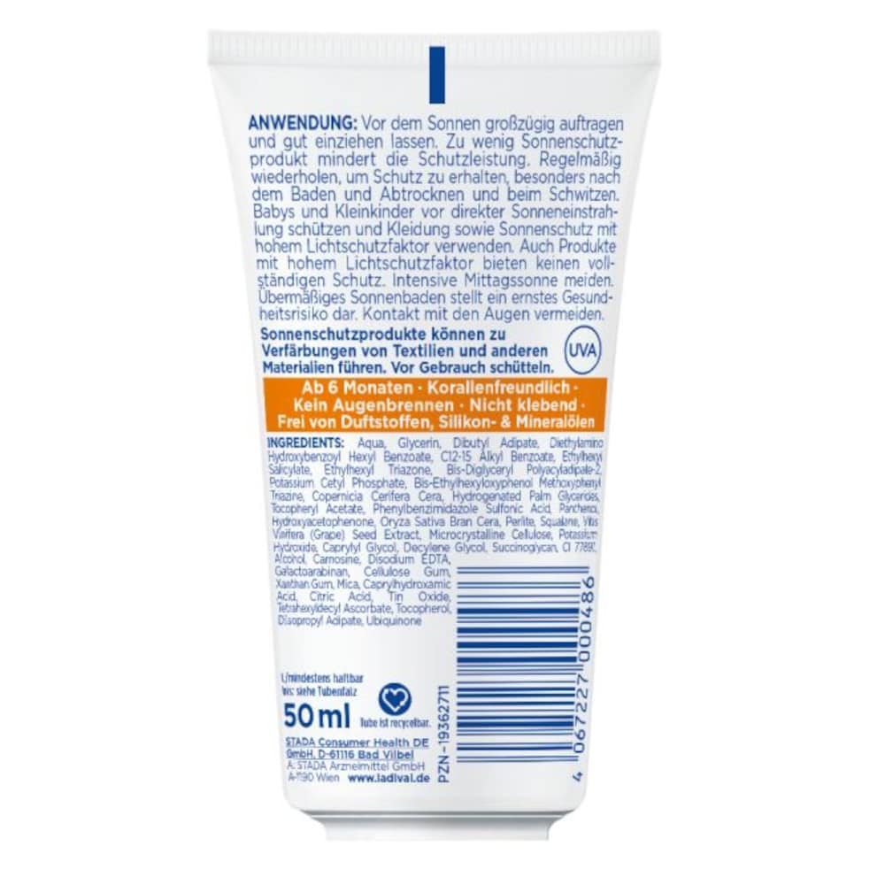 Ladival Empfindliche Kinderhaut Sonnenschutz-Creme Gesicht für Kids LSF 50+ 50 ml Creme